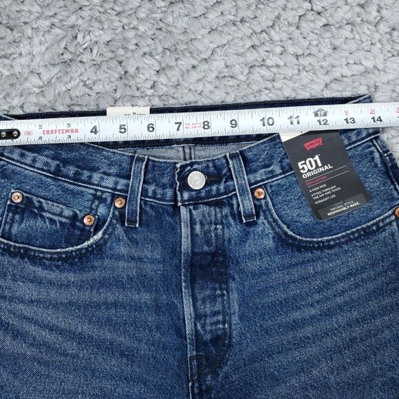 Levi's Premium 501 Original Dark Wash Blue Ripped Distressed Size 27x30 Revolve - Picture 10 of 12